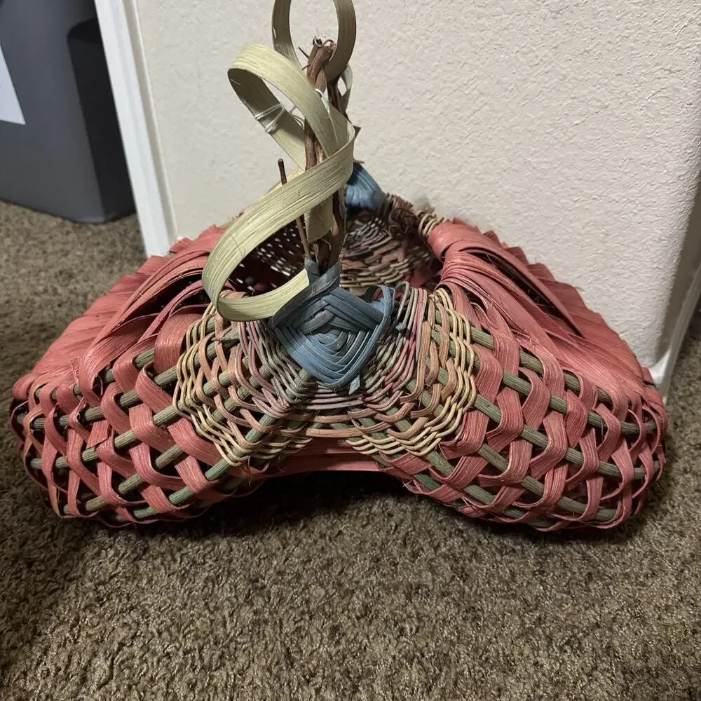 Large Vintage Woven Buttock Basket God's Eye wood Splint‎ Primitive Thailand